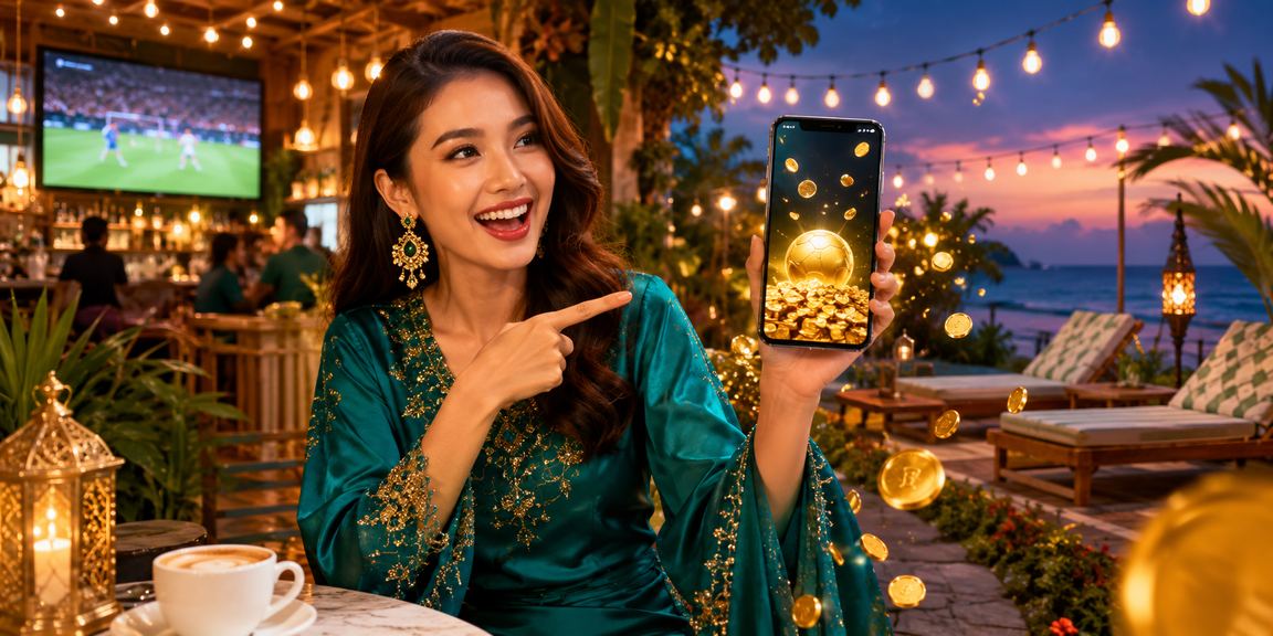 Suasana perayaan Hari Raya dengan aktiviti hiburan dalam talian di Malaysia menggunakan telefon pintar
